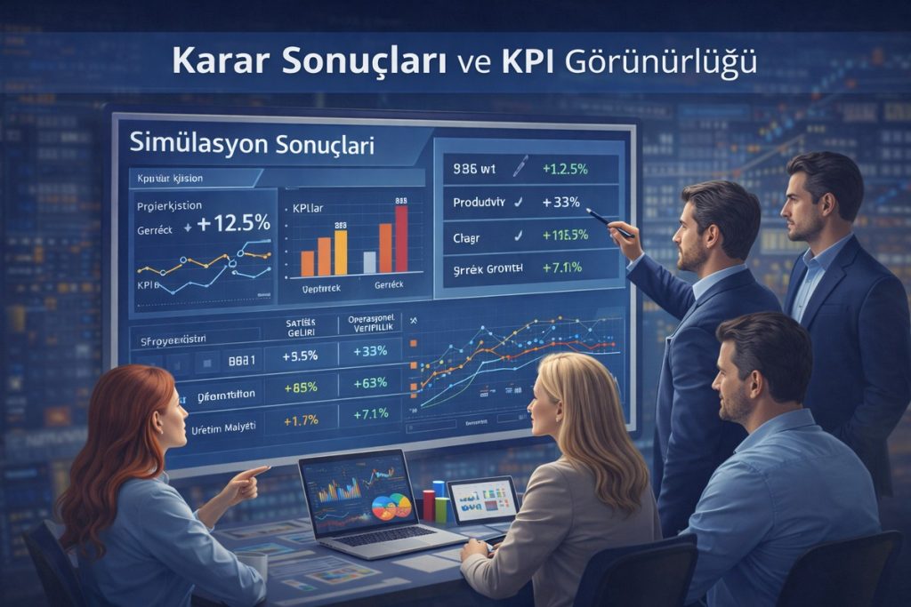 iş yönetim simülasyonlarında karar kalitesi: karar sonuçları ve KPI görünürlüğü 